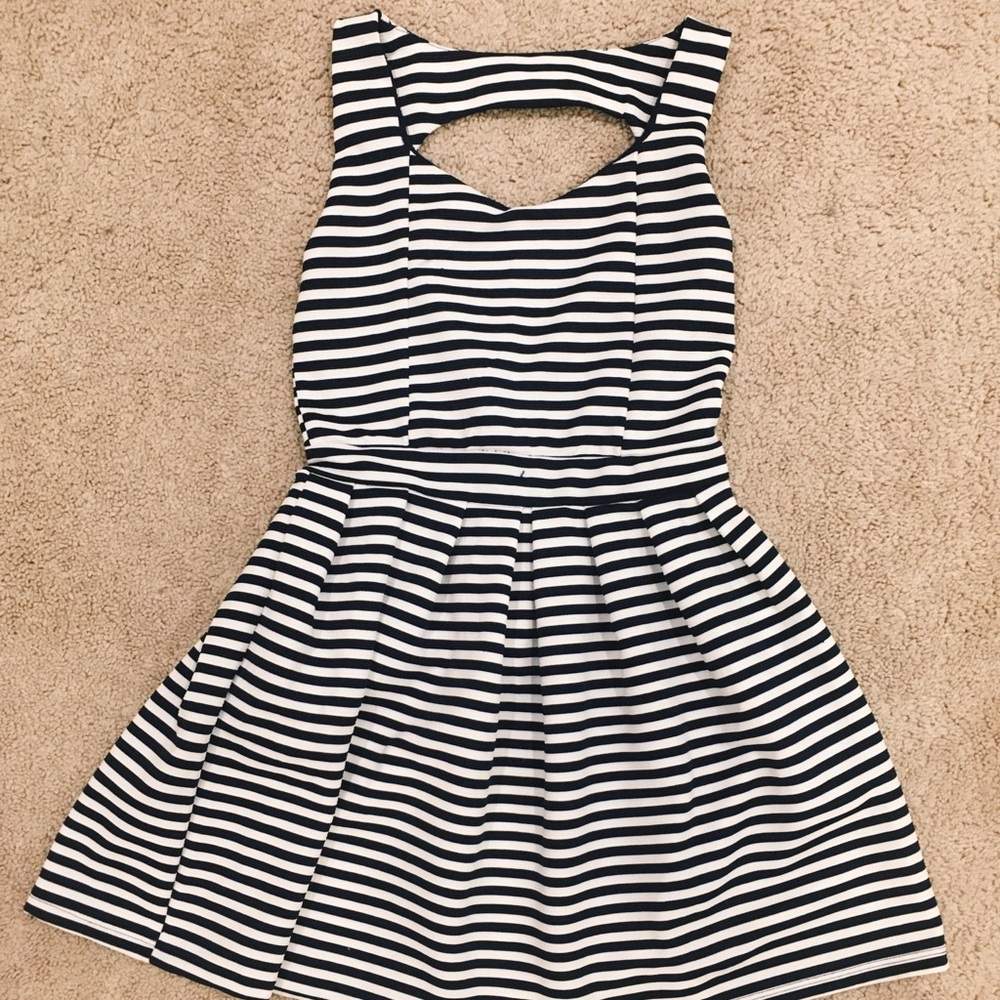 Striped, Navy, & White Dress